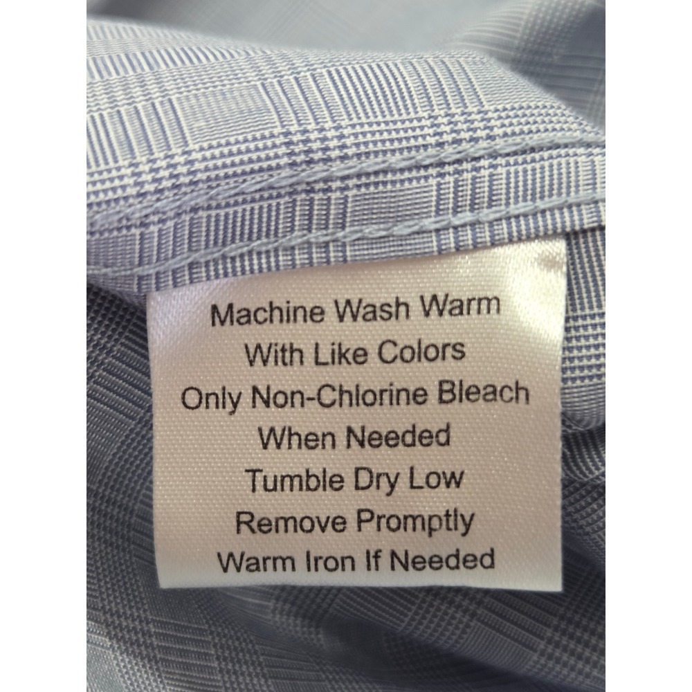 Jos A Bank Reserve Mens Blue Micro Plaid Egyptian Cotton Shirt Traditional Fit M - Picture 6 of 9